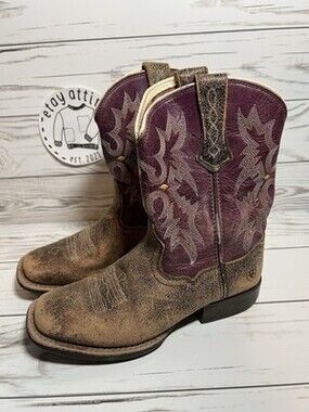 Ariat Kids Tombstone Western Girls Boots Cowgirl VINTAGE BOMBER Square Toe Sz 13